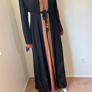 Modest Elegant Black and Brown Kaftan Abaya NWT